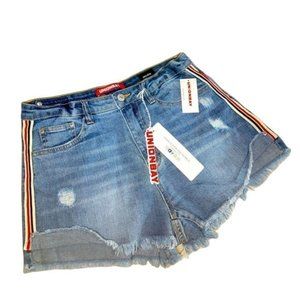 UnionBay Juniors 9 Roxie Jean Shorts with cute striped sides high rise NWT